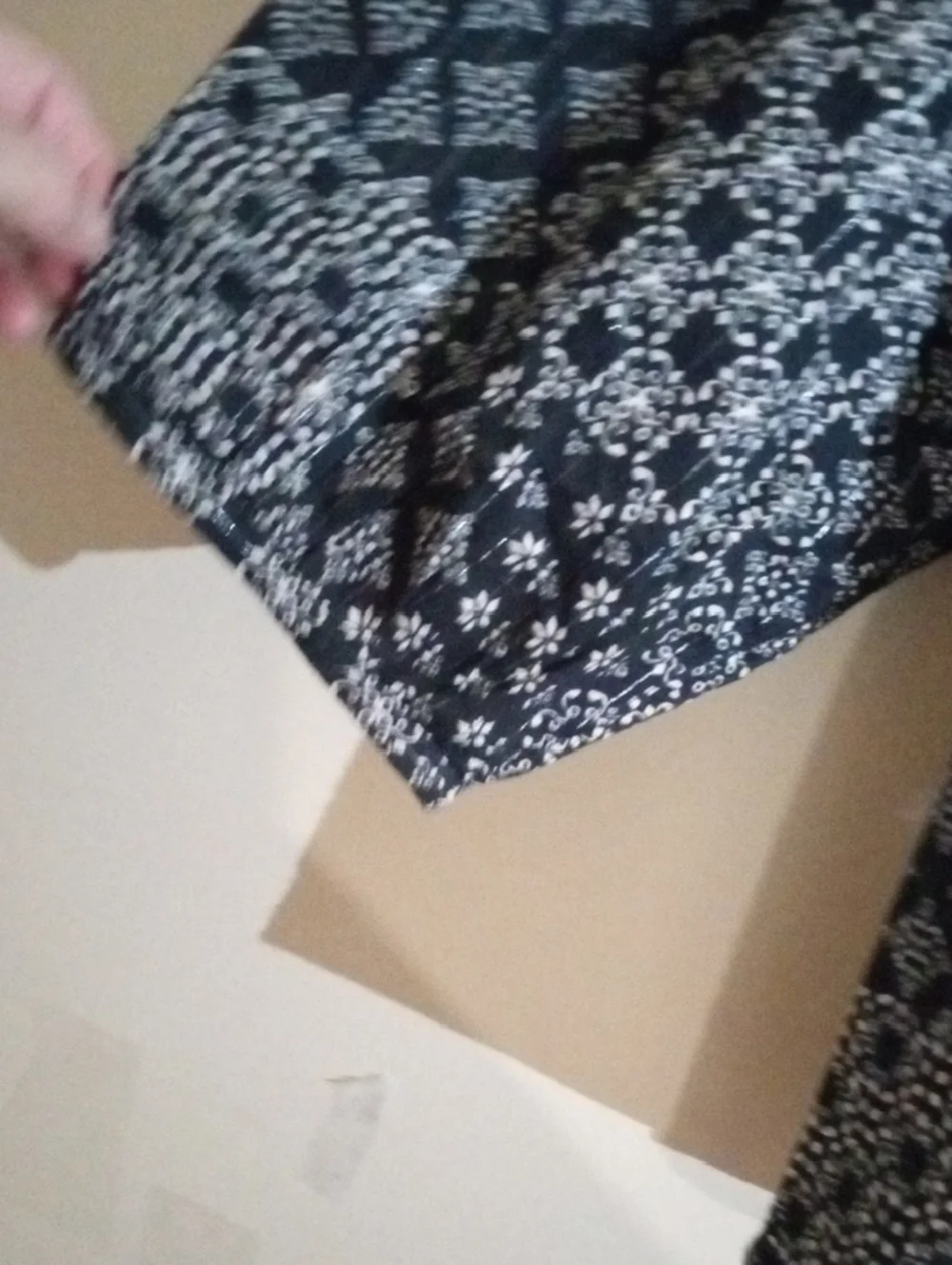 Garnet Hill Navy and White Patchwork Print Peasant Blouse - Picture 4 of 10